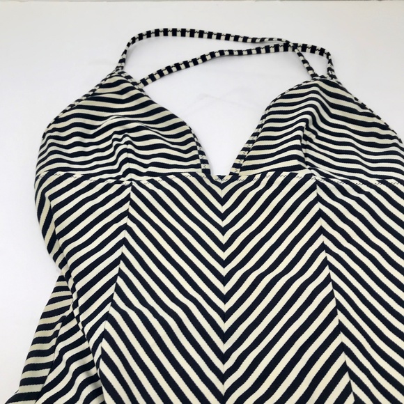 Tory Burch One Piece Swimsuit Black White Stripe - Picture 7 of 8